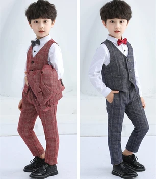 Nova Moda za Fante Obleke Cvet Otroci Slim Jopič Jopič Telovnik Hlače 3pcs Oblačila Sklop Otrok svate Uspešnosti Kostum