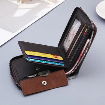 Nove moške denarnice Letnik zadrgo platno prerez multi-funkcijo denarnice plima kratke moške denarnice Kovanec torbici carteira masculina