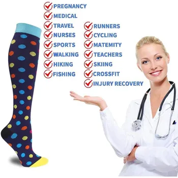 Nove Unisex Stiskanje Nogavice Noge, Ki Podpira Elastično Krčne Žile Stanja Kolena, Visoko Elastična Nogomet, Tek, Pohodništvo Športne Nogavice