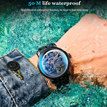 NOVI ljudje Gledajo AILANG edinstven design watch votlih vztrajnik moda samodejno ure vodo iz nerjavečega jekla, potapljanje ura prestavi sss