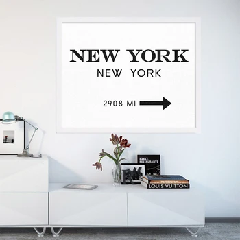 Novo NYC New York City Platno Slikarstvo Moda Wall Art Črno Beli Tisk, Plakati, Stenske Slike Dnevni sobi Doma Dekor Brez Okvirja