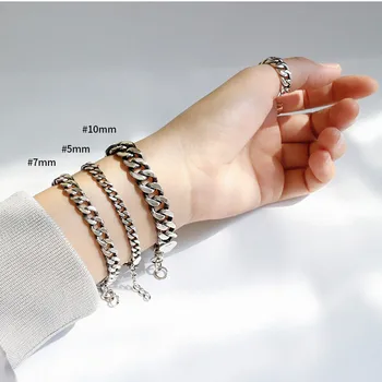 Novo pravi S925 sterling srebrni nakit modni ravno verige stiski težka pretirana osebnost moških in žensk bracele