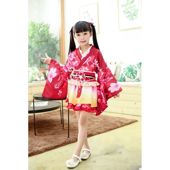Otroci Dekleta Lovelive Halloween Cosplay Kostume Tradicionalni Japonski Kimono Yukata Obleko Ples Lolita Sodišče Oblačila