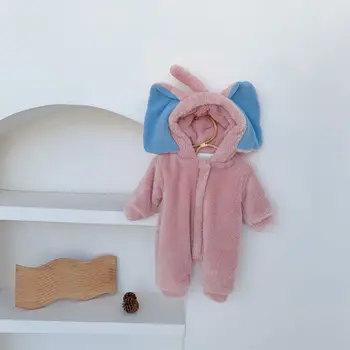 Otroške Igralne Obleke Plus Žamet Začetnih Fantje Dekleta Jumpsuits Pozimi Udobno Newborn Baby Kombinezoni Malčka Otroci Slon Playsuits