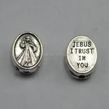 Ovalne oblike modno kovinsko osnovo z Jezusom fotografije in Jezus, zaupam v vas, pišite na medaljo