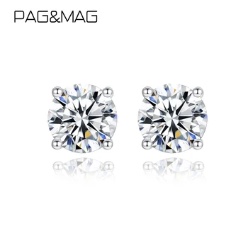 PAG&MAG 925 Sterling Srebro 1.1 ct F Barve Moissanite VVS Fine Nakit Diamantni Stud Uhan Z Certifikat Za Ženske, Darilo