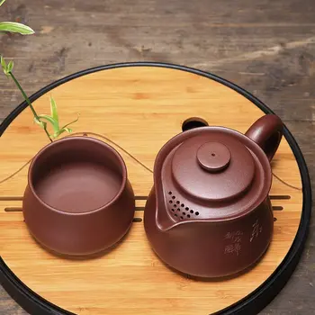 PINNY Yixing Vijolično Gline Prenosni Čaj Nastavite Letnik Vijolično Pesek Čajniki Keramični Kung Fu Čaj, Set 1 Pot 1 Skodelice Naravnega Rude Ročno Izdelani