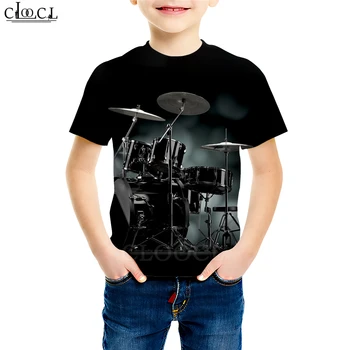 Plamen Glasbila, Bobnanje otroška Majica s kratkimi rokavi Družino Opremljena 3D Tiskanja Srčkan Fant Dekle Majice Kratek Rokav Otrok Priložnostne Vrhovi