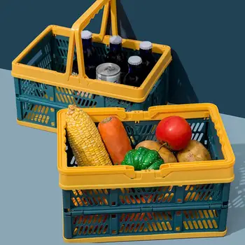 Plastične vrečke Trgovina Nakupovanje Košare, Majhen Zložljiv Stackable Posode za Shranjevanje/Košar z Ročaji