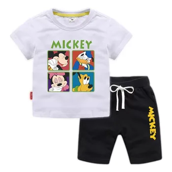 Poletje Strip Disney Mickey Miške Minnie Otrok Oblačila, Ki Majica Otroci Hlače Za Fantje Dekleta, Oblačila, Obleke, Casual Obleke Šport
