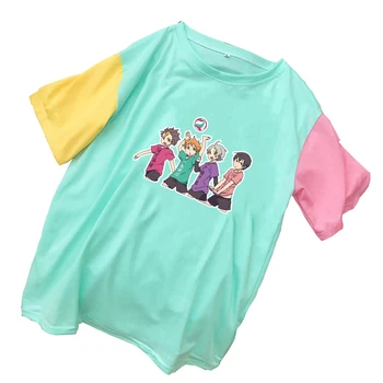 Poletje Ženska Tshirts Urok Barve Preplete Bombaž Vrhovi Priložnostne Harajuku Kawaii Haikyuu!! Anime Print Majica S Kratkimi Rokavi Ženske Korejski Oblačila