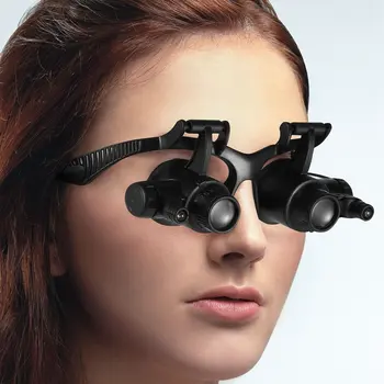 Povečevalno steklo Očal loupes Povečevalna očala z LED razsvetljavo Watch Popravila 10X 15X 20X 25X Dvojno Oči Nakit Loupe Objektiv nova