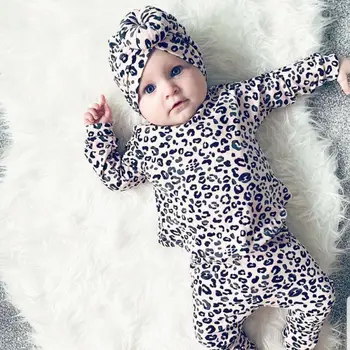 Pudcoco NAS Parka Novorojenčka Malčka Otroci Baby Dekle Obleko Oblačila Leopard Tiskanja Dolg Rokav T-shirt Vrhovi Hlače Legging Oblačila