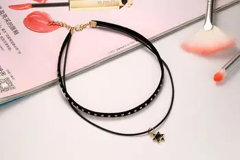 QWC GBB39 jekla ogrlica vroče prodajo priljubljenih single lady 12 mm črno usnje obliko rose barve ljubimec darilo za ženske, nakit