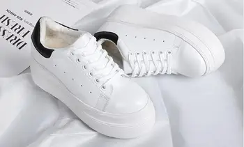 REVT čevlji nov slog usnje Ženska Močen Bele Superge Čevlji modni Debelo dno Notranjih povečanje dekleta čevlji womens čevlji