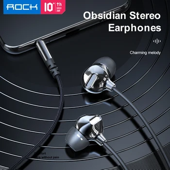 ROCK V Uho Obsidian Stereo Slušalke 3.5 mm Čelada Slušalke Luksuzni Čepkov z Mic Žične Slušalke za Mobilne Telefone наушники