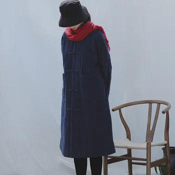 SCUWLINEN Vrhnja oblačila Normcore Parka do leta 2020 Zimske Ženske Velvet Zgostitev Wam Ploščica Gumbi Dolgo Ohlapno Bombaž-podloženi Plašči S998