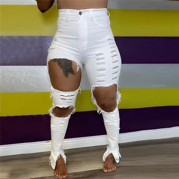 Seksi Visoko Pasu potisnite navzgor Režejo dolge kavbojke Ženske Žep Slim fit kavbojke ženske Raztrgala elastična suh Svinčnik hlače 2020 nova