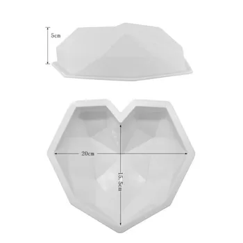 SHENHONG 3PCS Silikonski Kalup Za Peko Umetnosti Torto Plesni Pan 3D Mreža Blok Oblaki Diamond Srce Silikonsko Plesni Mousse