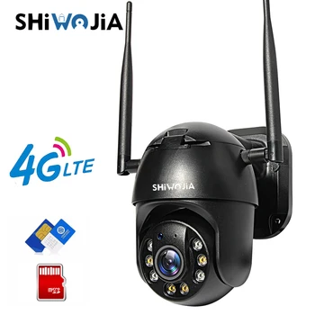 SHIWOJIA IP Kamero 4G SIM Kartico Wifi 4X Digitalni Zoom PTZ Video Nadzor, Črna Dome Brezžični GSM Varnost na Prostem P2P SD Kartico