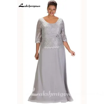 Silver Plus Velikost Mati Neveste Obleko Elegantno 2020 Čipke Šifon Vijolično Večer Večerjo Obleke Vestidos de Botra