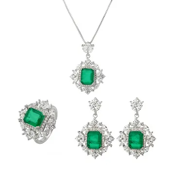 SINZRY luksuzni del nakit elegantno AAA zelena kubičnih cirkonij letnik ogrlico, obesek stud uhan obroč nakita kompleti za ženske