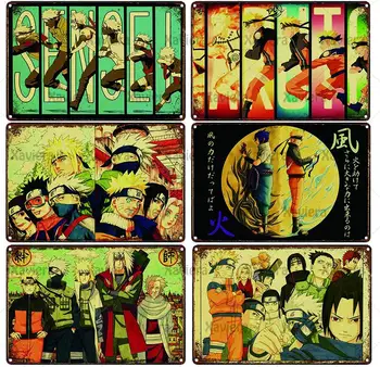 Slovit Japonski Anime Kovinsko Ploščo Naruto Kovinski Tin Prijavite Retro Plakat Plaketo Dekoracijo Bar Cafe Klub Stenske Nalepke Železa Slikarstvo