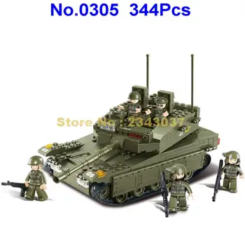 Sluban 344pcs vojaške vojne tanki vojske serije merkava gradniki Igrača