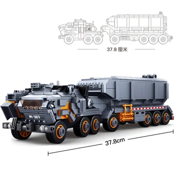 Sluban Vojaške Model Gradnik Tava Zemlji Prometa Težkih tovornih Vozil Tovornjak 832pcs Izobraževalne Igrače Opeke Boy