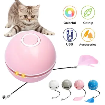 Smart Interaktivne Igrače Mačke USB Polnilna Led Luči 360-Stopinjski Samostojno Vrtenje Žogo hišni Ljubljenčki Igra Igrače Gibanje Aktivira Pet Žogo