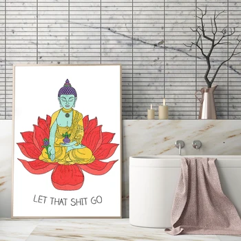Smešno Kopalnica Prijavite Platno Fotografij in Plakatov Pustite, Da se Sranje Pojdi Ponudbo Kopalnica Umetnosti Slikarstva Buda Zen Joga Art Darilo Stensko Sliko