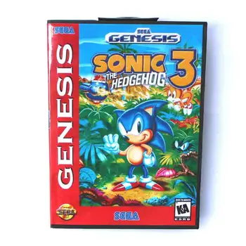 Sonic Hedgehog 3 Igre Kartuše 16 bit MD Igra Kartice Z Drobno Polje Sega Mega Drive Za Genesis
