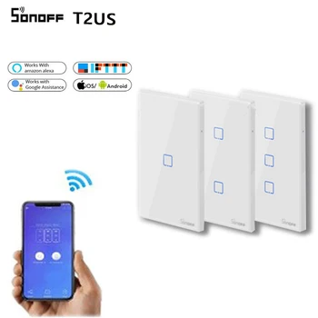 SONOFF T2US TX Wifi Smart Steno Dotik Stikala za Luč Z Mejo Pametni Dom 1/2/3 Banda 433 RF/Glas/APP Nadzor Dela Z Alexa