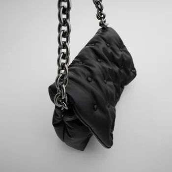 SOUTHLAND Modni oblikovalec vrečke verige ženske ramo torbe, črno usnje messenger bag ženske torbice, velike zmogljivosti, totes