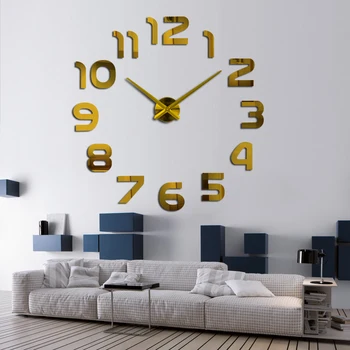 Stenska ura watch ure horloge 3d diy akril ogledalo Nalepke za Dekoracijo Doma Dnevna Soba Quartz Iglo brezplačna dostava