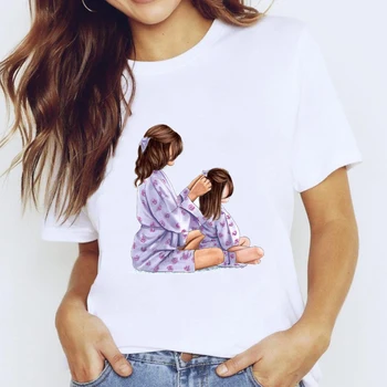 T-majice Vrh za Ženske Risanka Mama Harajuku Dekle, Mama, Ljubezen Kawaii Oblačila Tiskanje Lady Graphic Majica s kratkimi Rokavi Ženske Ženski Tee T-Shirt