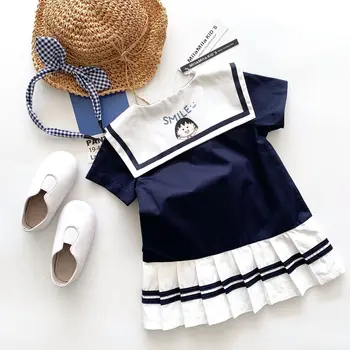 Tonytaobaby Poletje Nov Baby Dekle Mornarice Ovratnik Lepo Obleko Mornarice Dekleta Oblačenja