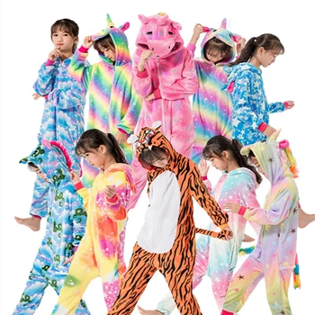 Toplo Dekleta Fantje Zimske Sleepwear otroke božič Kigurumi Pižamo Samorog Risank Anime Pijamas Onesies Otroci Pižame oblačila
