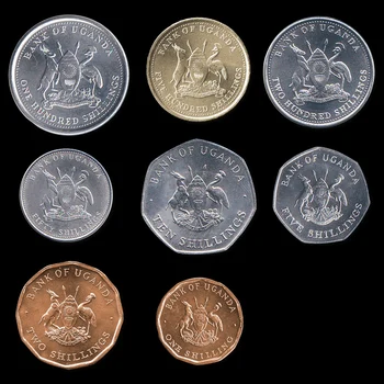 Uganda Celoten Sklop 8 Kosov Kovancev Novo Izvirno Kovanec Je Unc Realno Afriki Izdaje Kovancev