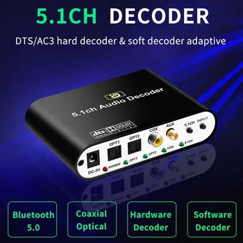 Usb dac DA615 5.1 CH o Dekoder Bluetooth 5.0 Sprejemnika DAC o Brezžični Adapter za Optični Koaksialni AUX USB Diska, Predvajanje EU Plug
