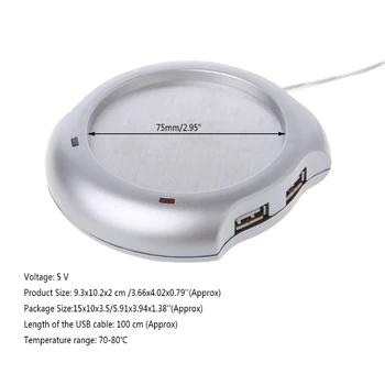 USB Čaj Aparat za Pokal Vrč Toplejše Grelec Ploščica s 4 Port USB Hub Prenosni RAČUNALNIK