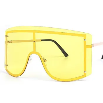 Velik, Prevelik Ščit Sončna Očala Moda Za Ženske Big Okvir Futuristična Sončna Očala In Masko Slog Modro Rumeni Kvadrat Unisex Sončna Očala