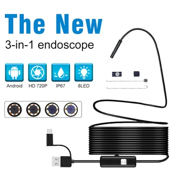 Vroče 720P USB Android Endoskop Fotoaparat Prilagodljiv Kača Cev Pregleda Endoskop Telefon in PC Borescope Orodje