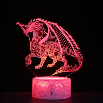 Vzhodni Charizard LED 3D Orientalskega Zmaja Nočna Akril Noč Lučka Lučka Luminary Dotik Oddaljene Svetilke, Luči, Otroci Dekoracijo