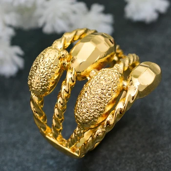 Wando Etiopski poročni prstan Zlate Barve, prosti velikosti obroča za Arabsko/Afriške/Bližnji Vzhod Element ženske, dekleta darilo
