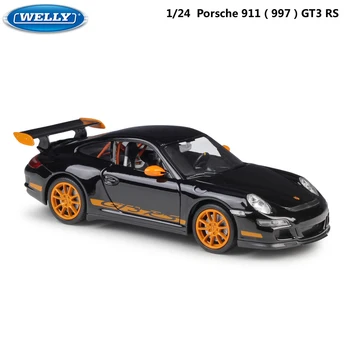 WELLY Model Avtomobila 1:24 Diecast Avto Igrače Porsche 911(997) GT3 RS Simulator Športni Avto Zlitine Kovin Igrača Avto Za Otrok Darilo Zbirka