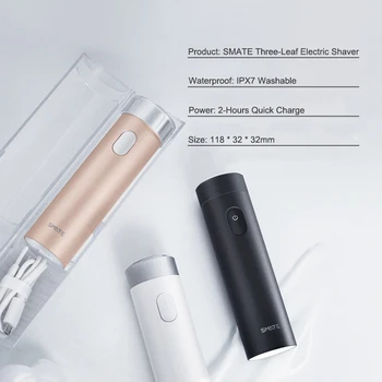 Xiaomi Smate Električni Brivnik Prenosni Moške Flex Britev Suho Mokro Britje Pralni Za Moške USB IPX7 Stroj Treh Listov Udoben, Čist