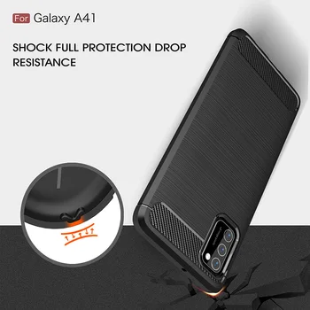 Za Samsung Galaxy A41 Primeru Ogljikovih Vlaken Odbijača Krepak TPU Mehko Silcone Phell Luksuzni Nazaj Lupini Za samsung a41 A 41 Pokrov Coque