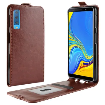 Za Samsung Galaxy A7 2018 A750 Primeru Zajema Luksuzni PU Usnja Flip Case Navpični Odprt Dol GOR Za Samsung A7 2018 Telefon Primerih