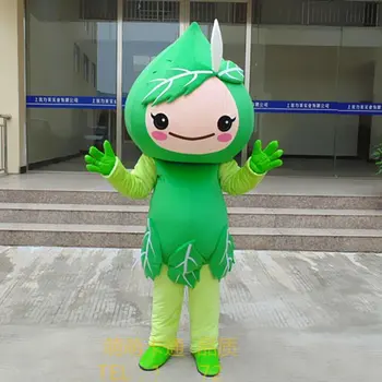 Zeleno Cvet Breskve Prunus Cosplay Maskota Risani Lik Kostum Za Odrasle Risani Mascotte Fancy Oblačenja